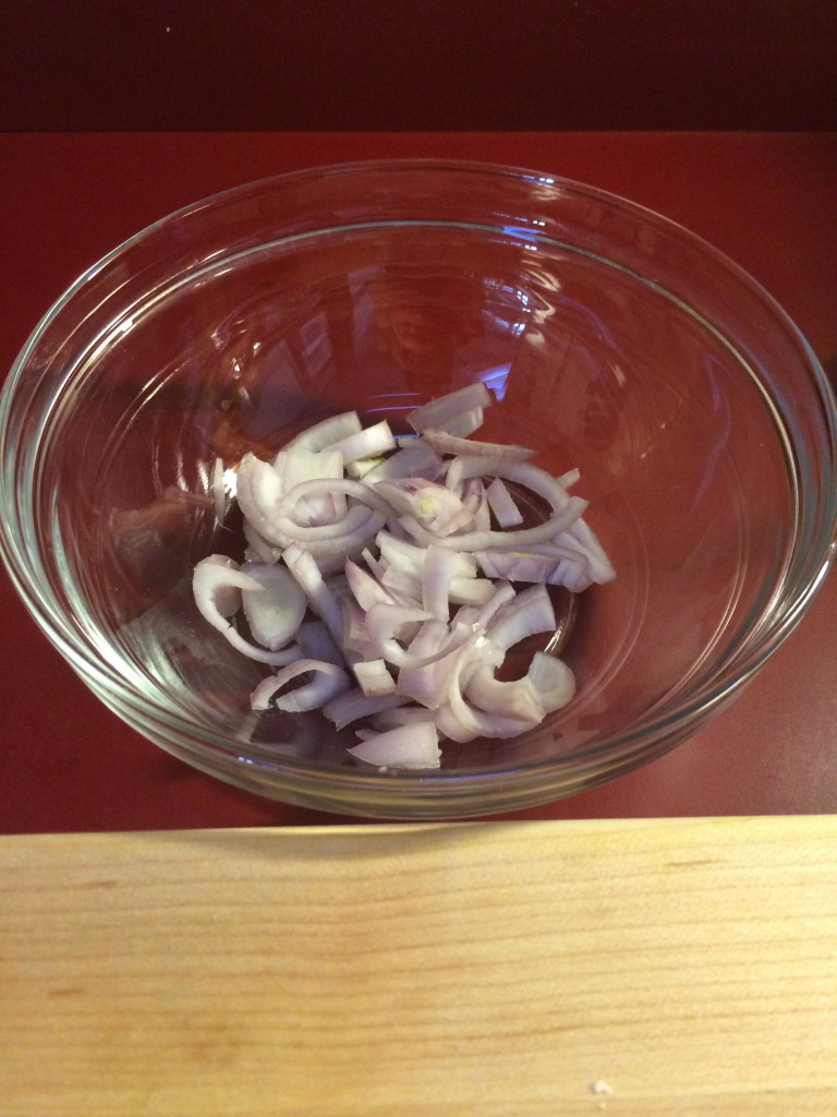 Slice your shallots into manageable bites