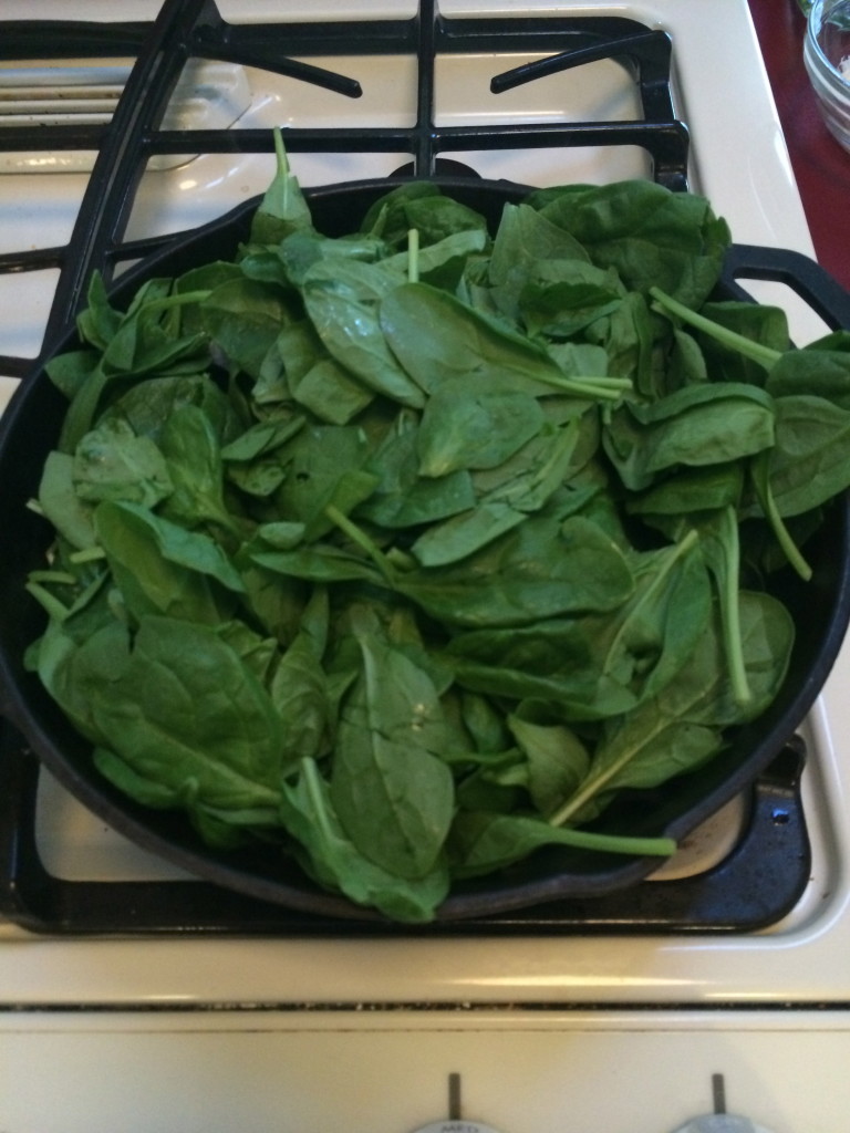 Add your spinach - it will look like a LOT of spinach, but it will cook down!